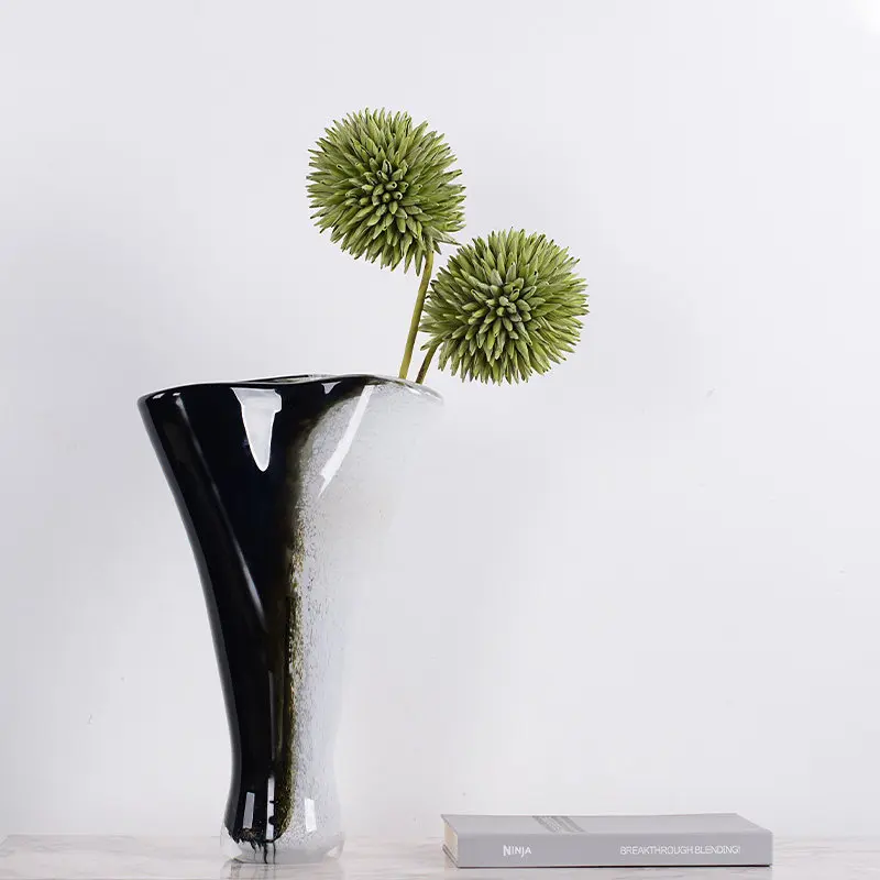 Cream wind glazed vase, light luxury Nordic living room home decoration, porch hotel villa glass art flower ware