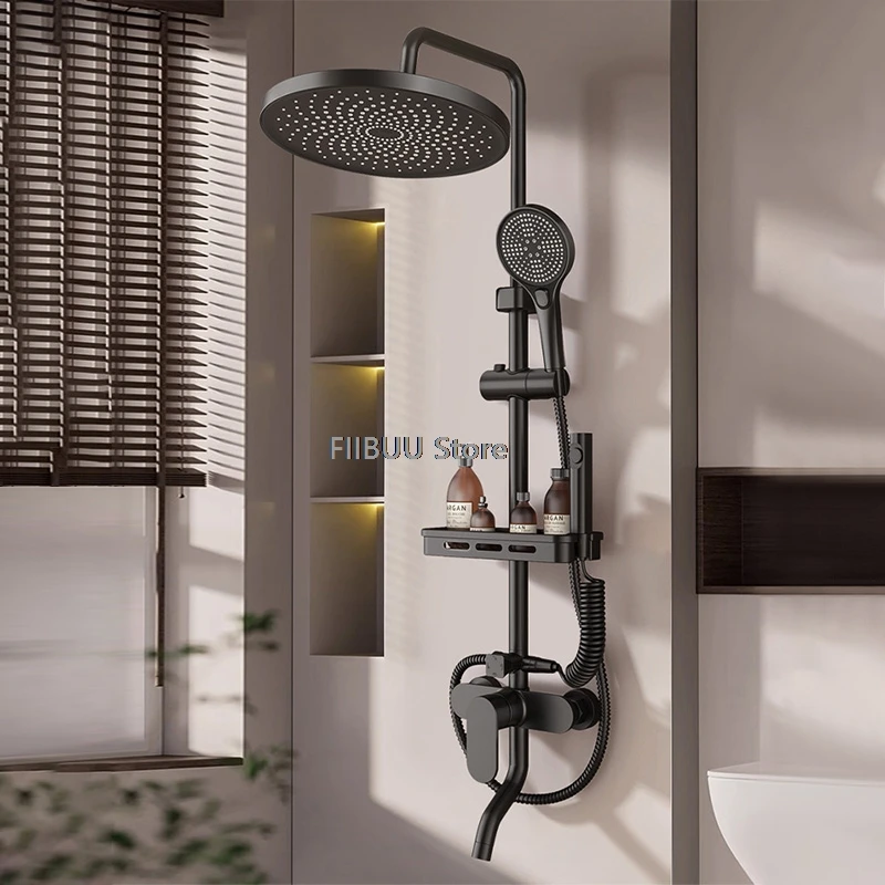 

Water Saving Shower System Pressure Water Massage Shower Set Modern Minimalist Combo Adjustable Shower Head Bathroom Accessories