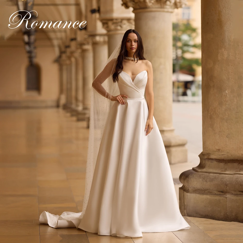 Moderno plissado com decote em v a linha vestido de casamento 2026 sem costas varredura trem sem mangas botões vestido de noiva vestidos de novia personalizado