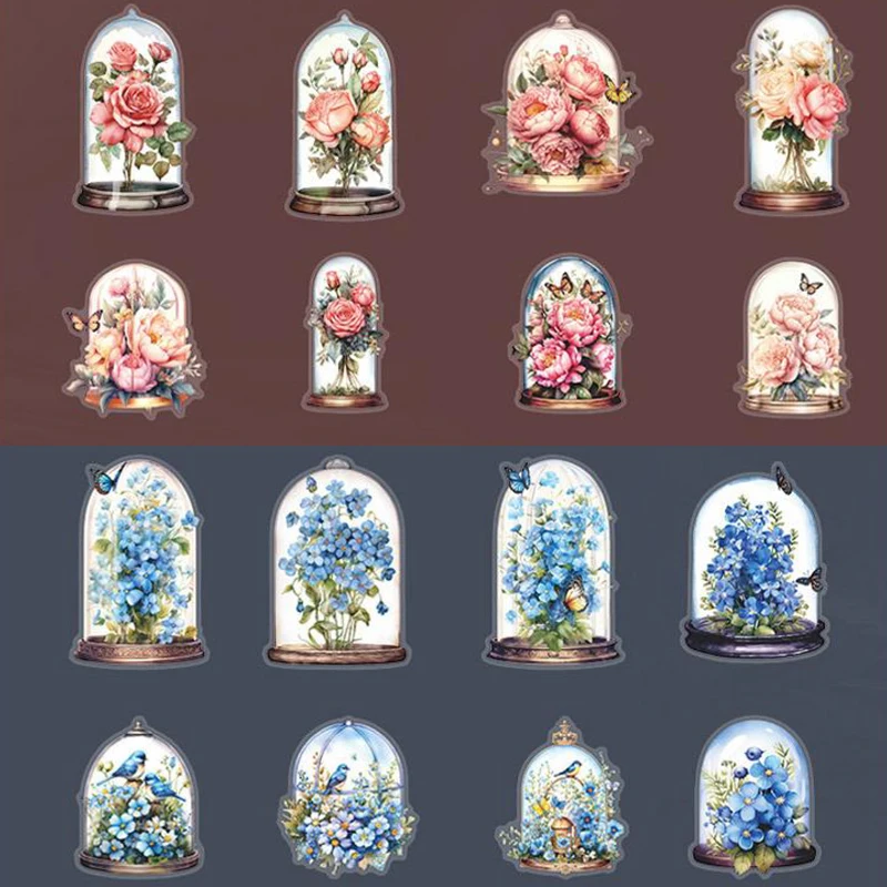 Mr. Paper 6Style 16Pcs/bag Watercolor Vase Theme PET Stickers for DIY Handbook Notebook Photo Frame Scrapbook Decoration