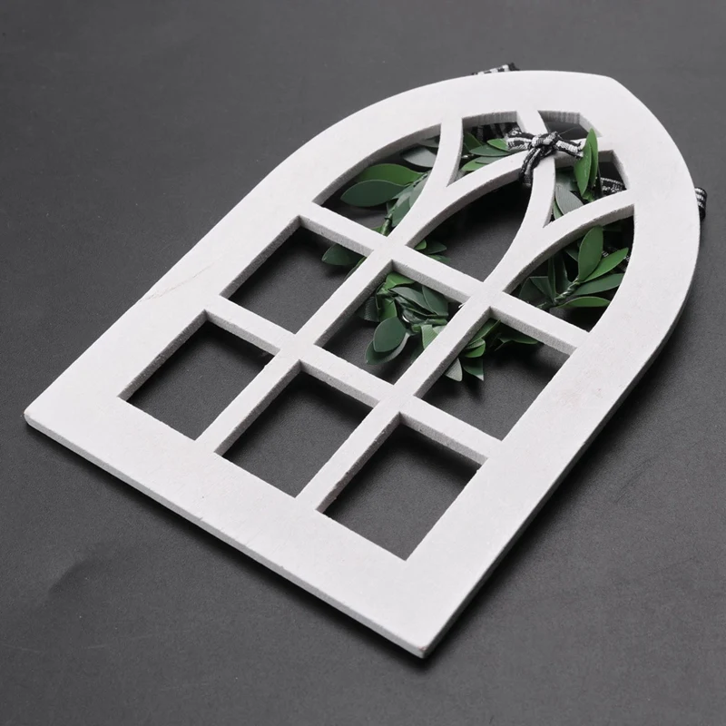 6Pcs Wooden Farmhouse Window Tiered Tray Decoration Plaid Rustic Farmhouse Decor Cathedral Arch Window Shelf Photo Prop