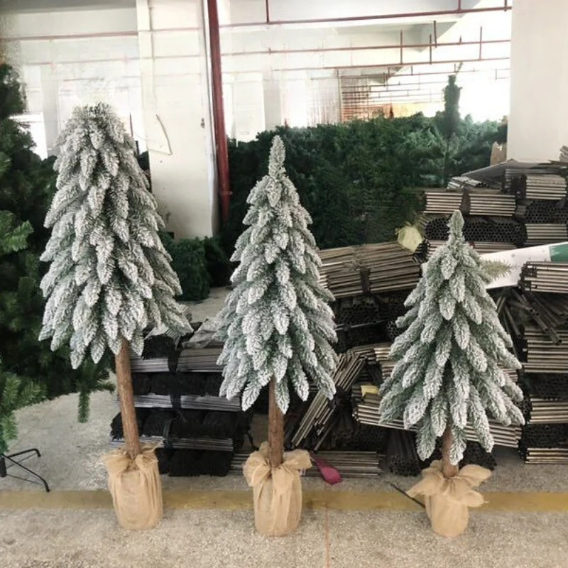 Simulation wooden Christmas tree flocking tree mini Christmas tree