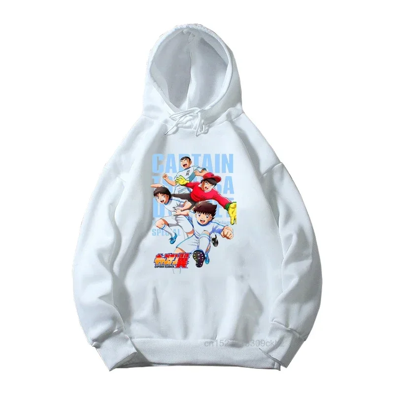 Kids Spring Autumn New Anime Captain Tsubasa Le Petit Footballer Print White Hoodies Boys Cool Sweatshirt Child Fashion Clothing