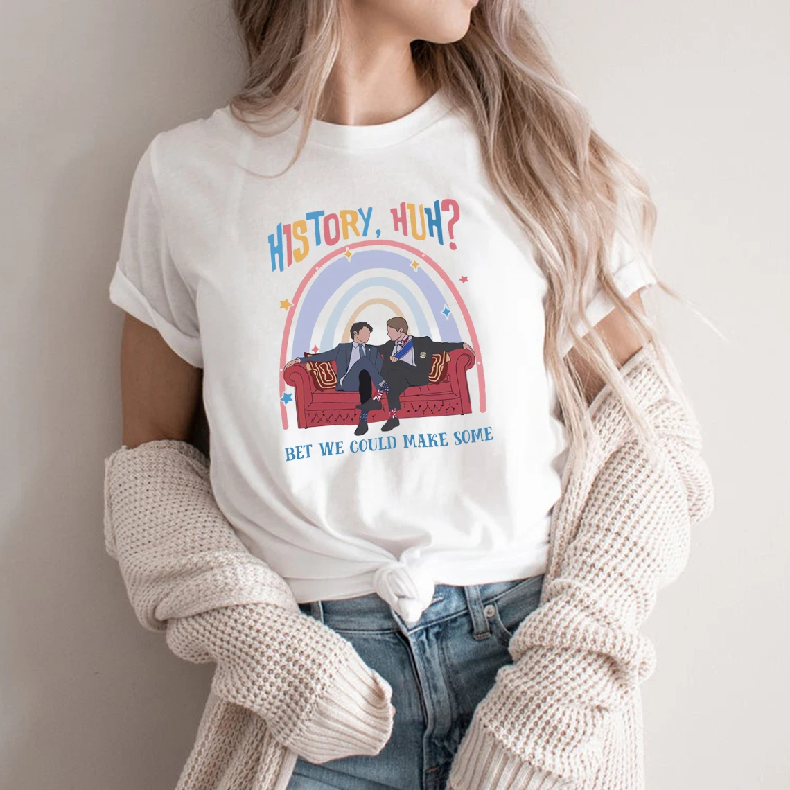 History Huh T-Shirt Red White and Royal Blue T-shirt LGBTQ Tee Women Graphic T Shirts Alex and Henry Bet We Could Make Some Tops