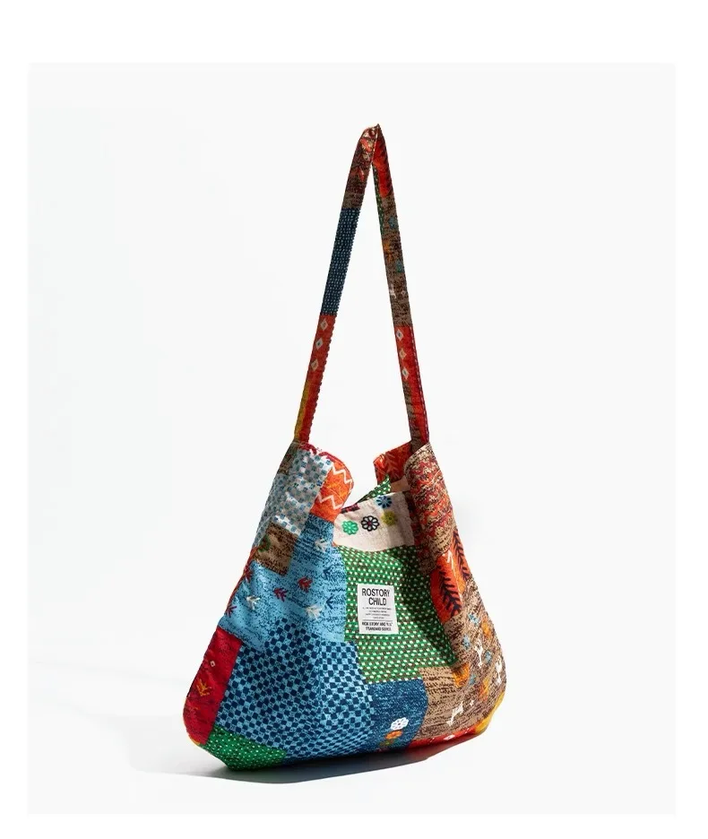 Nepalesischer Original Retro-Collage doppelseitiger Canvas-Rucksack Damen Bohemian Denim Ethnic Single-Shoulder-Crossbody-Tasche