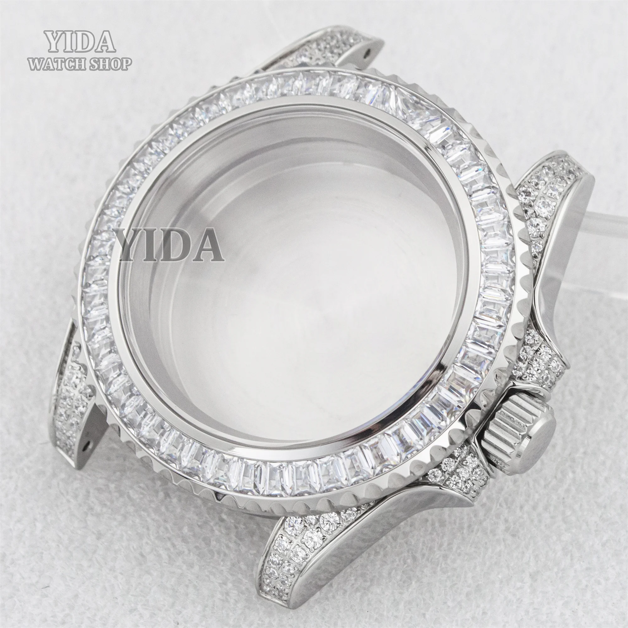 

NH35 40MM Watch Case 316L Stainless Steel Diamonds Case Sapphire Glass 10ATM Waterproof For SUB GMT NH35/36 Movement MOD Parts