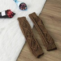 1 Pair Women Arm Warmer Fingerless Winter Cold Weather Hand Wrist Sleeve Solid Color Dressing Outdoor Gloves Casual