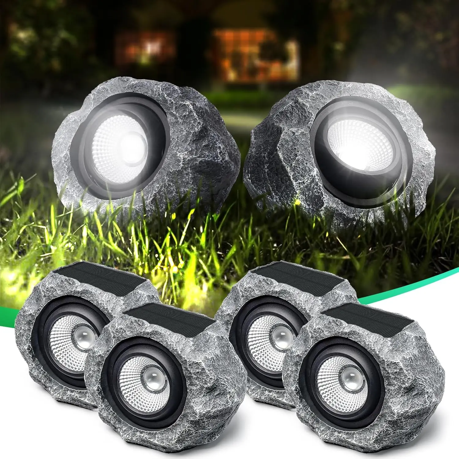 Landscape Lighting Imitation Stone Resin 4in App Voice Control Fall Black