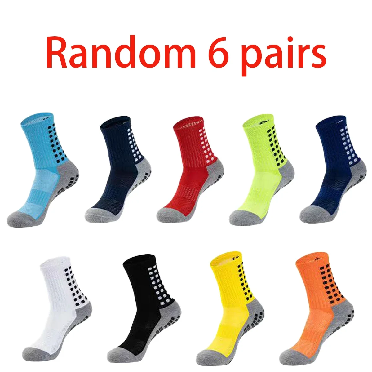 

Randomly selected 6 pairs of high-quality anti-slip socks for both men and women, suitable for football and basketball