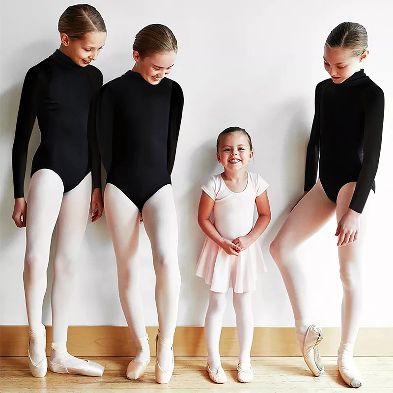 Womens Ballet Leotards Turtleneck Long Sleeve Leotard Back Zip Up Dance Leotard for dance practice With Full Front Lining