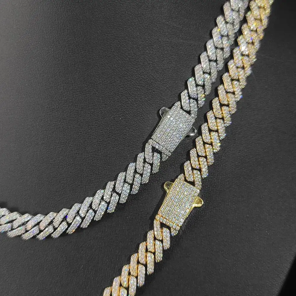 8MM Hip Hop 2 Rows Thin Cuban Link Chain Iced Out CZ Cuban Necklace for Men Women Gold Silver