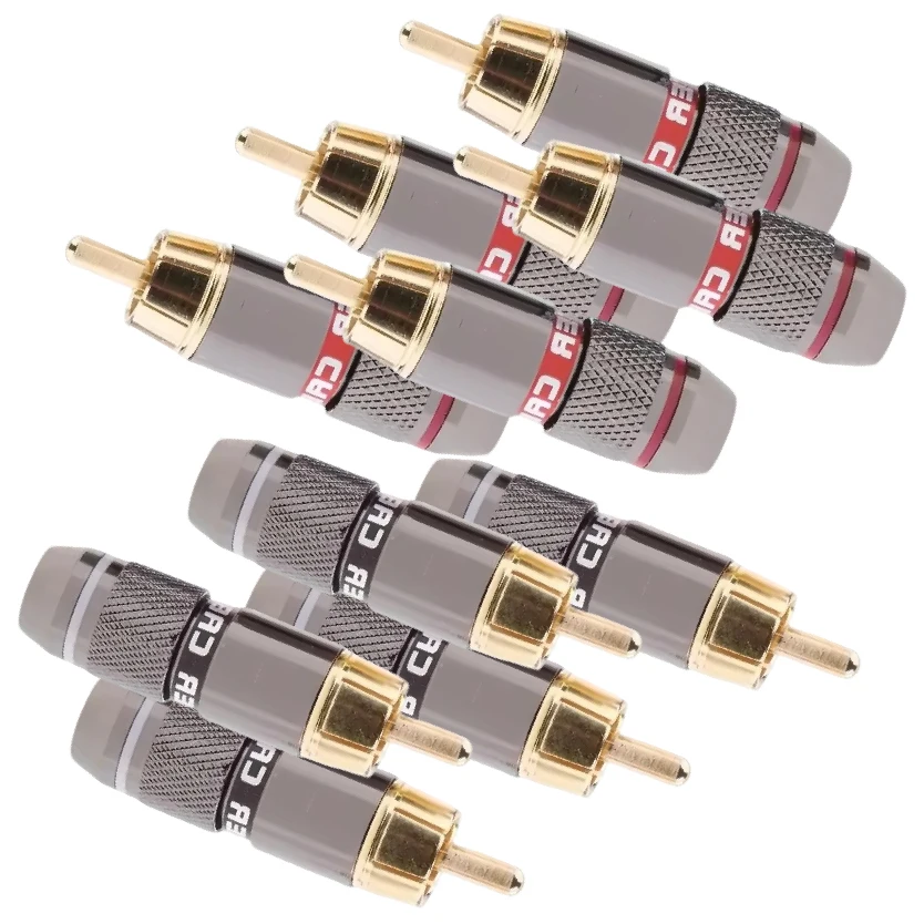 Gold Plated RCA Plug Connector Cable Hole 6mm Audio Power Speaker Plugs Adapter