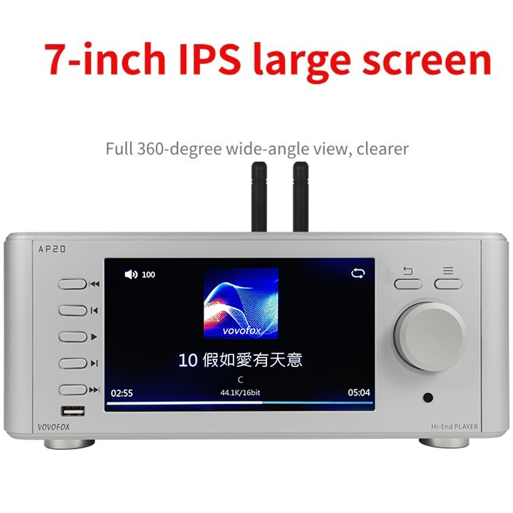 Pemutar Musik HiFi VOVOFOX AP20 FPGA Decoding Pemutar Audio Digital Pemutar Jaringan Audio Hi-Fi HDD/NAS Penguat Suara Koaksial