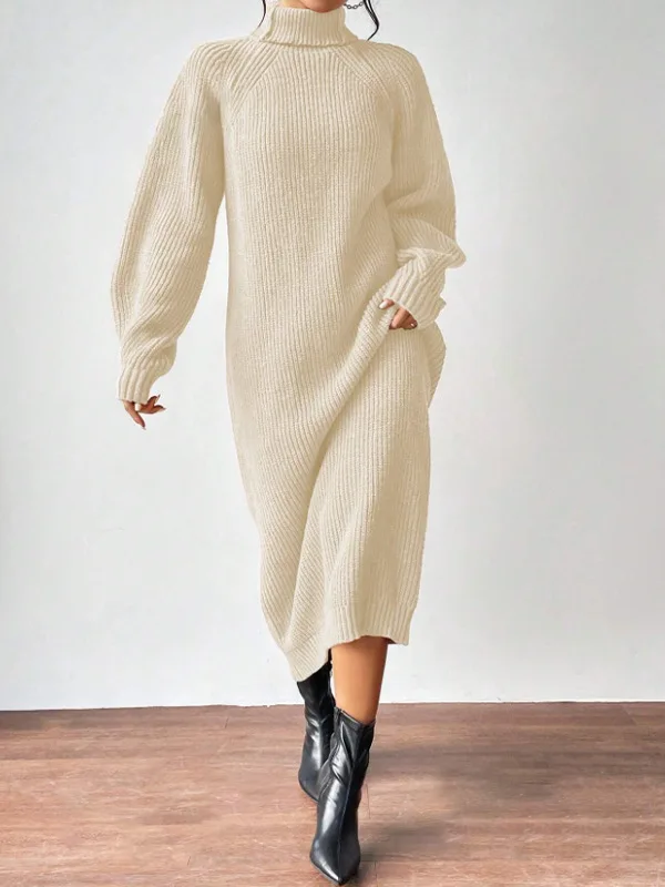 Turtleneck Women's Long Sleeve Knit Sweater Dress Solid Color Loose Trendy Fashion Classic Cozy Warm Soft Basic Sexy New Dress