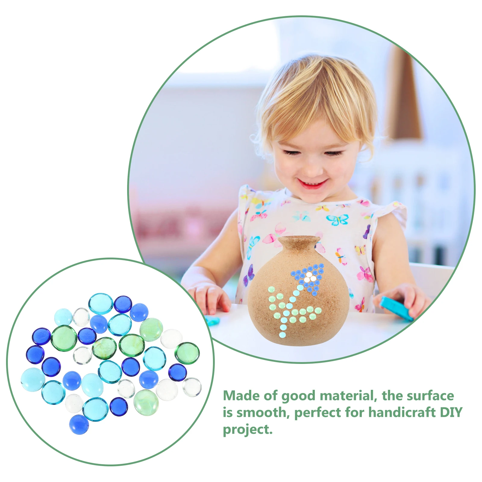 

Glass Flat Beads Decorative Stones Colorful Rocks Aquarium Bowl 3 Bags Smooth Reusable Project Vase Plant Bedding L