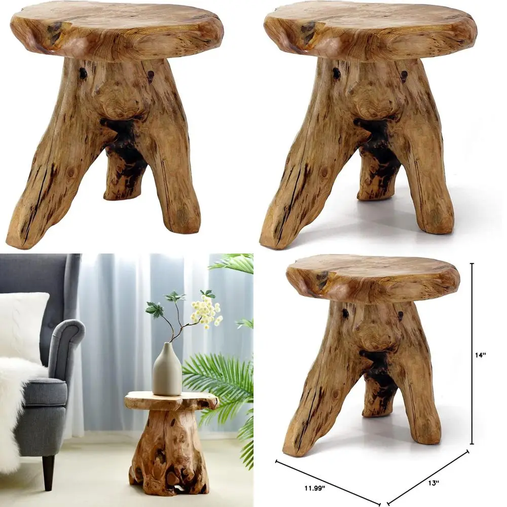 

Прикроватный столик из кедрового пня с необработанным краем, 14 дюймов, многофункциональная подставка для растений, тумбочка для дома и улицы