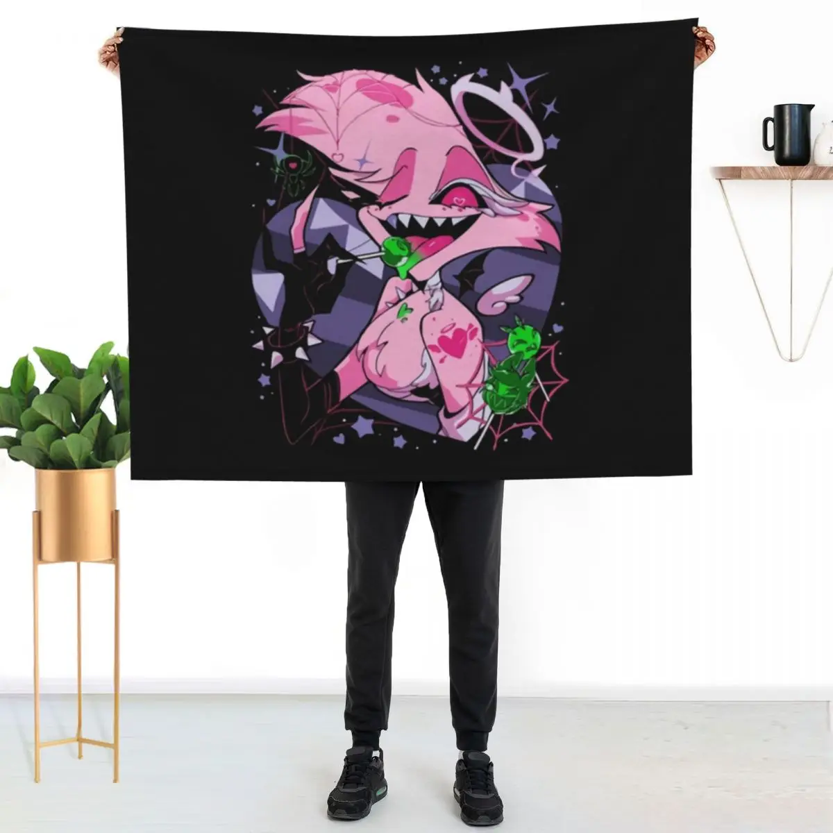 Angel Dusts Tricks and Treats Throw Blanket warm for winter Flannel Fabric Giant Sofa Sofa Throw Tourist Blankets