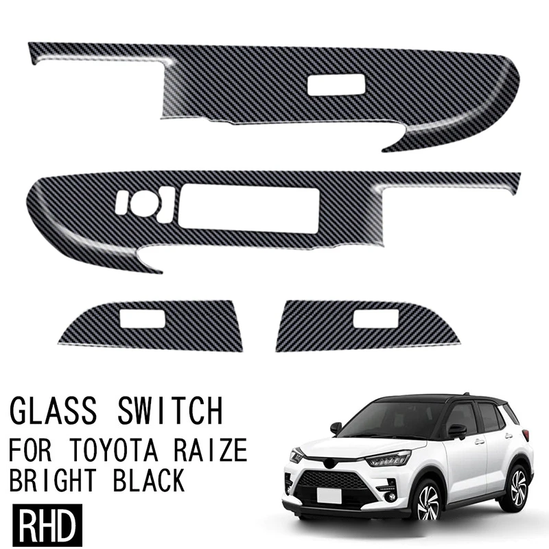 Car Carbon Fiber Door Handle Window Lift Switch Panel Cover Trim Decorator Accessories For Toyota Raize