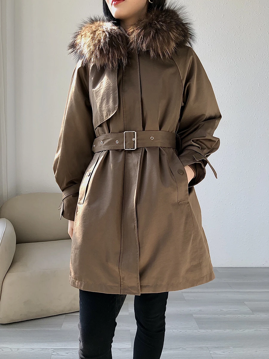 

MENINA BONITA 2022 New Real Fur Coat Winter Jacket Women Natural Raccoon Fur Parka Rex Rabbit Fur Liner Thick Warm Outerwear