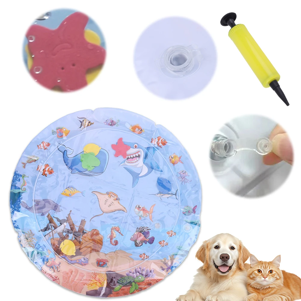 Tapis de jeu interactif Aqua Extra épais pour chat, jouets flottants pour chat, tapis de jeu sensoriel d'eau, tapis d'auto-jeu pour chats