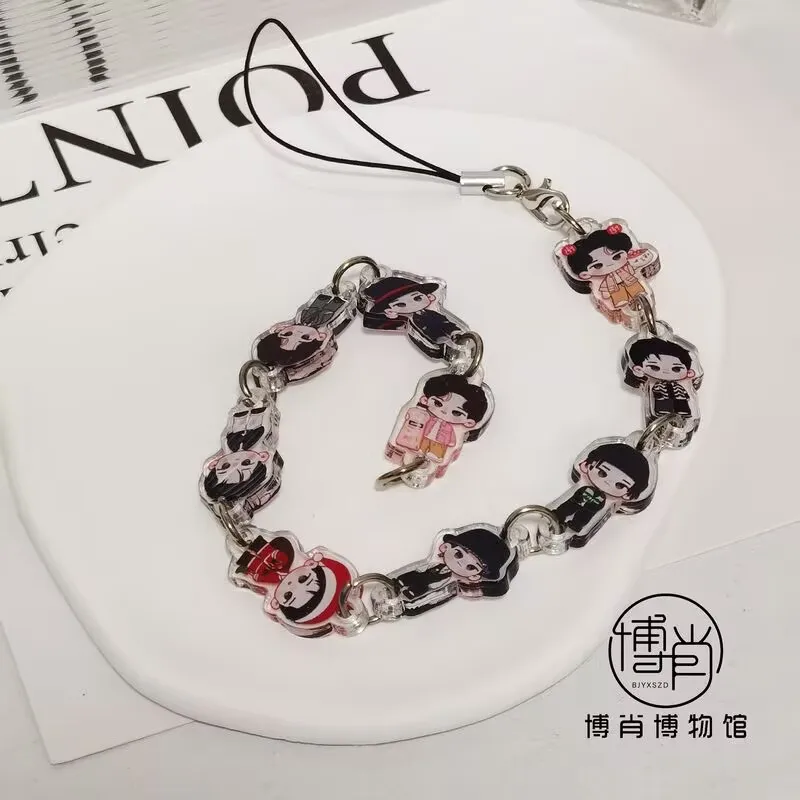 يقوم Bojun Yixiao بتخصيص المعلقات سلسلة الهاتف المحمول المصنوعة من الأكريليك الكرتوني الأصلي اللطيف "Wang Yibo Xiao Zhan"