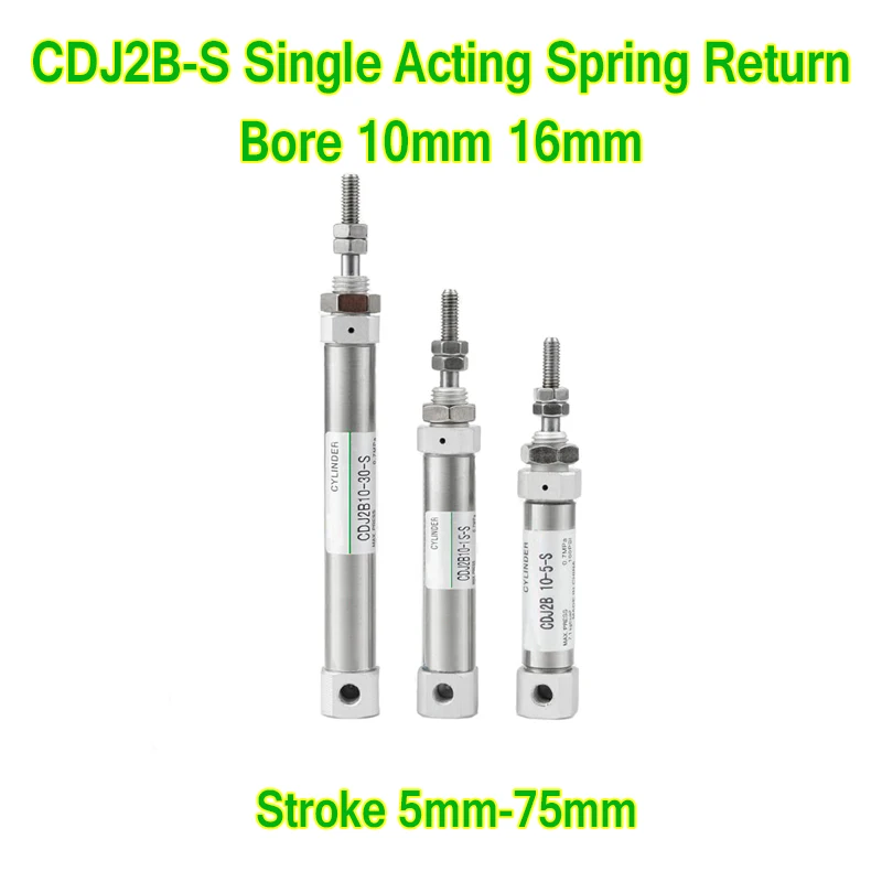 CDJ2B 10mm 16mm Bore Single Acting Spring Return Single Rod Small Air Cylinder CDJ2B10-5-S CJ2B 10-20S-30S-40S-50S CDJ2B16-5-S