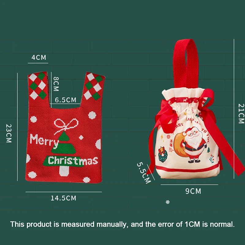 메리 크리스마스 니트 핸드백 미니 매듭 손목 가방, 여성 토트백, 재사용 가능한 쇼핑백, 새해 크리스마스 선물 가방