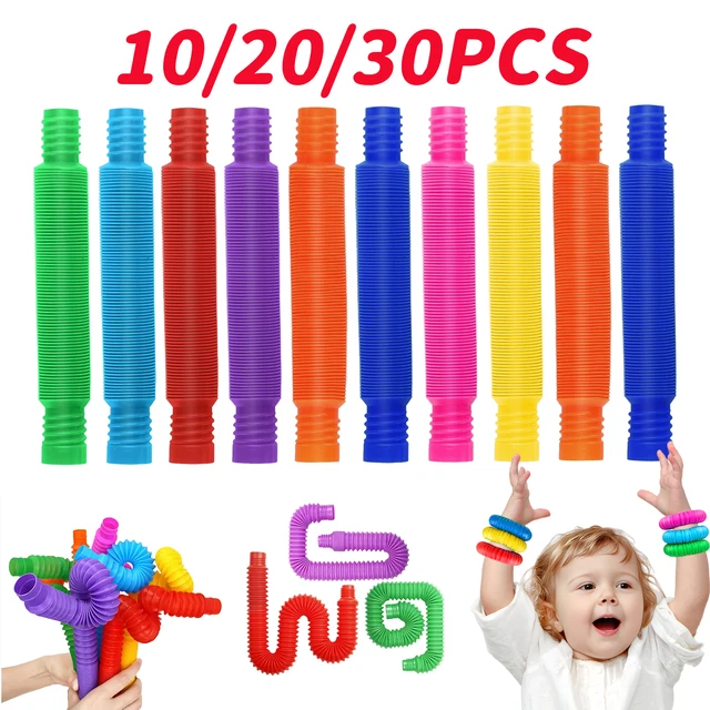 10-30 sztuk kolorowe rurki teleskopowe Fidget zabawki plastikowe sensoryczne Pop Tubes zabawki antystresowe dorośli dekompresja zabawki dla dzieci prezenty