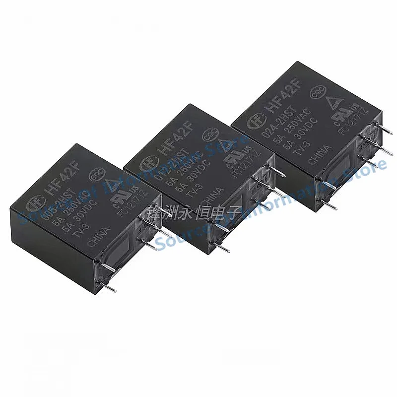 10PCS HF42F 005 012 024-2HS/2HST 5V 12V 24VDC Two Group Normally Open 6 Pin 5A250VAC Power Relay 100% New original