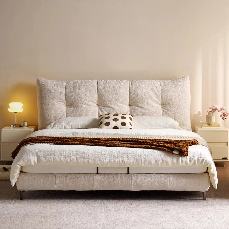 King Size Cream Style Double Bed 180x200cm High End Elegant Comfortable Bedroom Beds High-end Design Cama Box Casal Furniture