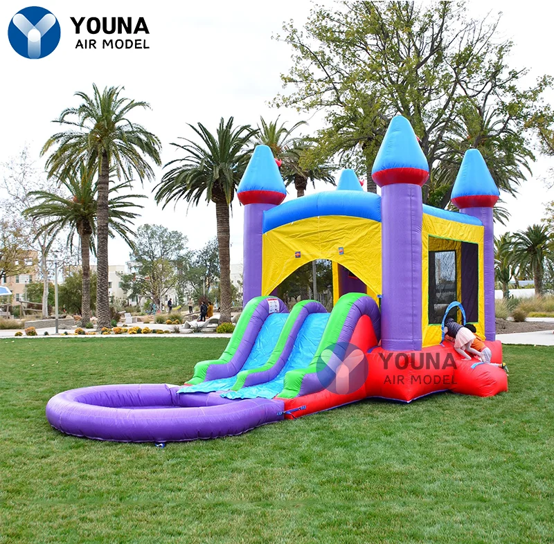 

Inflatable Blue Castle Water Wave Slide Combination, Bouncy Castle, Bouncy Water Combination with Side Water Slides