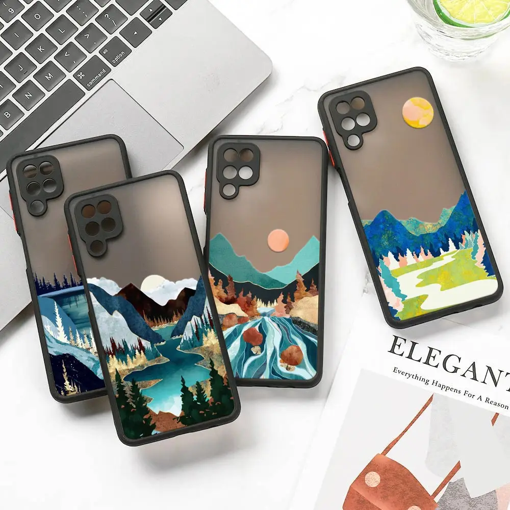 Scenery Sunrise Valley Forest Coque For Samsung A50 A30S A20 A70 A7 Cover Galaxy Note 20 Ultra M30s M21 M32 M51 Matte Clear Case