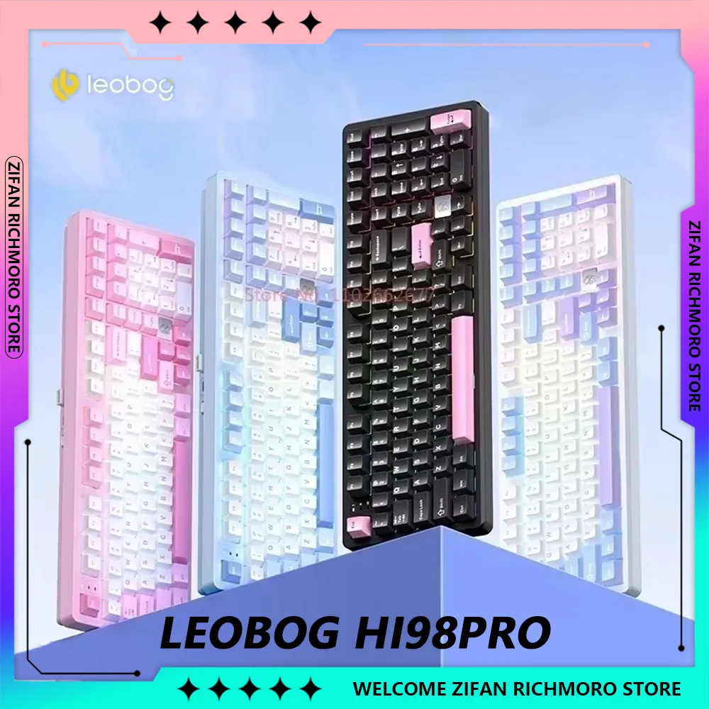 New Leobog Hi98Pro 3Mode Bluetooth Wireless Mechanical Keyboard Hot Swap Gasket Aluminum Customized PC Laptop Game Accessories