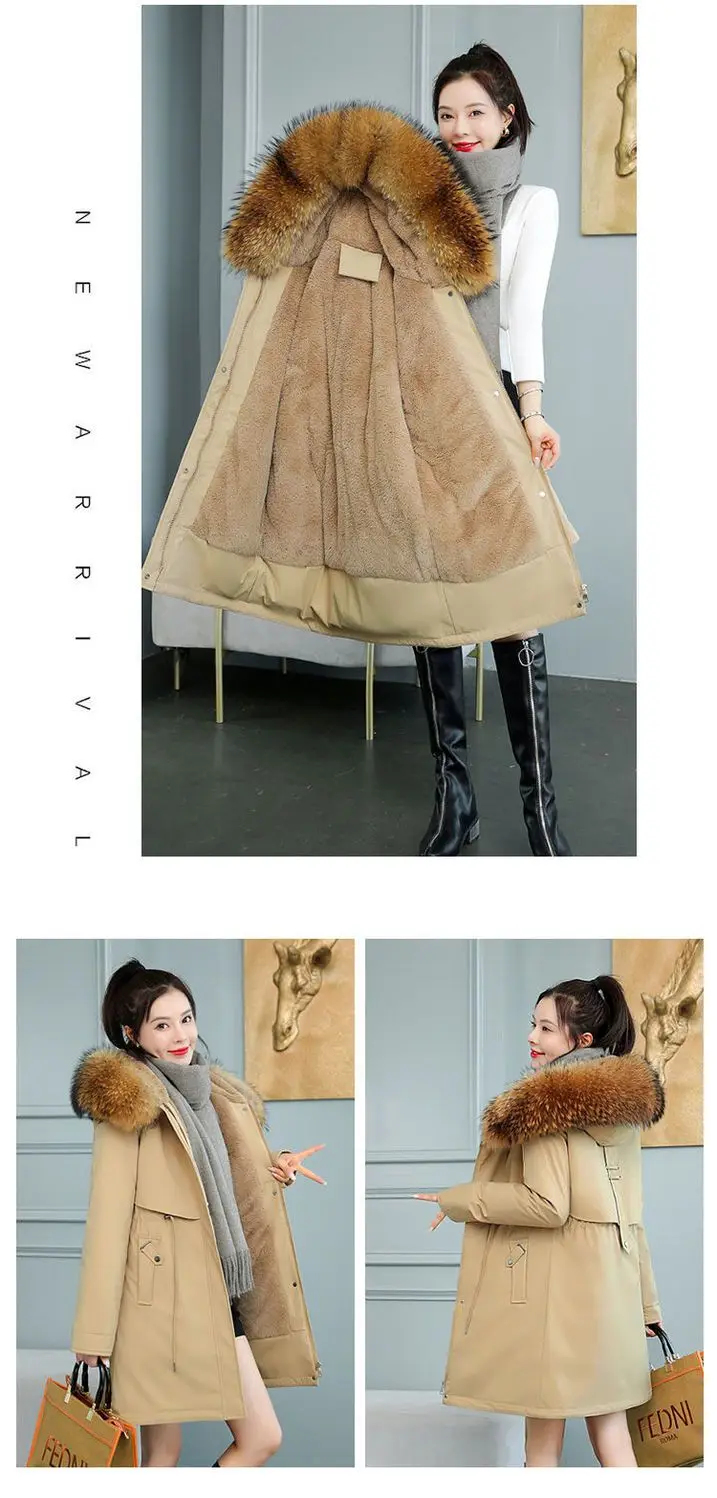 Thicken Parkas 8XL New Winter Jacket Casual Long Coat Wool Liner Hooded Parkas With Fur Collar Female Cotton Warm Snow Outwear