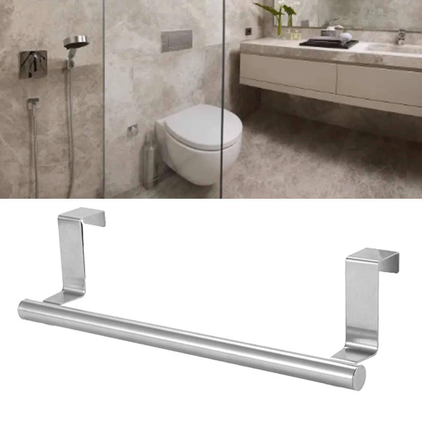 Multi Purpose Stainless Steel Single Bar Towel Rack Hole Free Towel Rack Bathroom Towel Bar