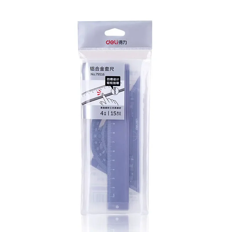 Drawing Measurement Geometry A Variety of Rulers 4pcs/set Aluminum Alloy Triangle Straightedge Protractor School Ruler Set