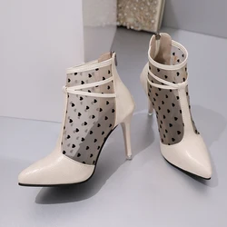 Baotou Sandals Summer New Pointy High Top Hollow Mesh Cool Boots Fine Heel Breathable Mesh Boots