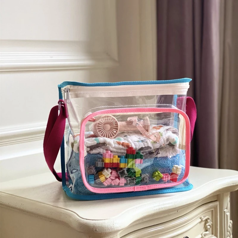 Two-dimensional Style Transparent Baby Bag Shoulder Bag Contrasting Color Shoulder Crossbody Bag Waterproof Beach Bag