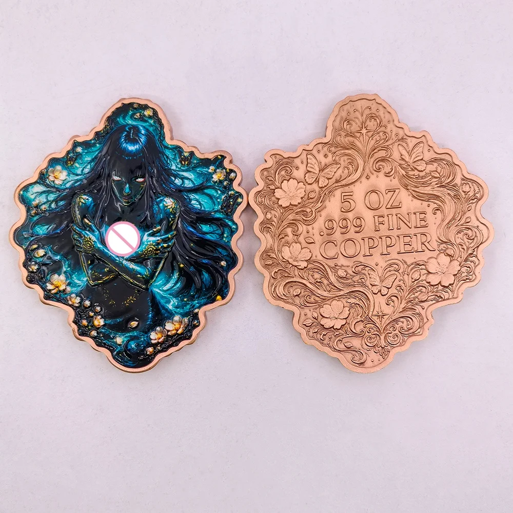 1oz 5oz .999 Pure Copper Commemorative Medal Mysterious Water Goddess Art Metal Coin Collectible Souvenir Decorative Gift