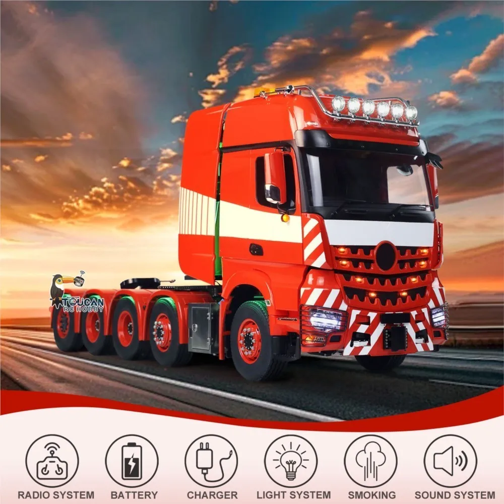 1/14 TOUCAN DIY 10X8 Metal Chassis 3363 RC Tractor Truck RTR Lorry Car Smoke Sound 3Speed Gearbox ST8 Battery Rotating Light Toy