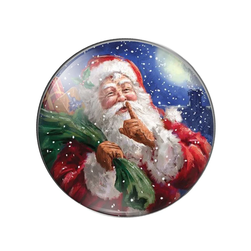 Merry Christmas Santa Claus gift  Patterns 8mm/10mm/12mm/18mm/20mm Round photo glass cabochon demo flat back Making findings