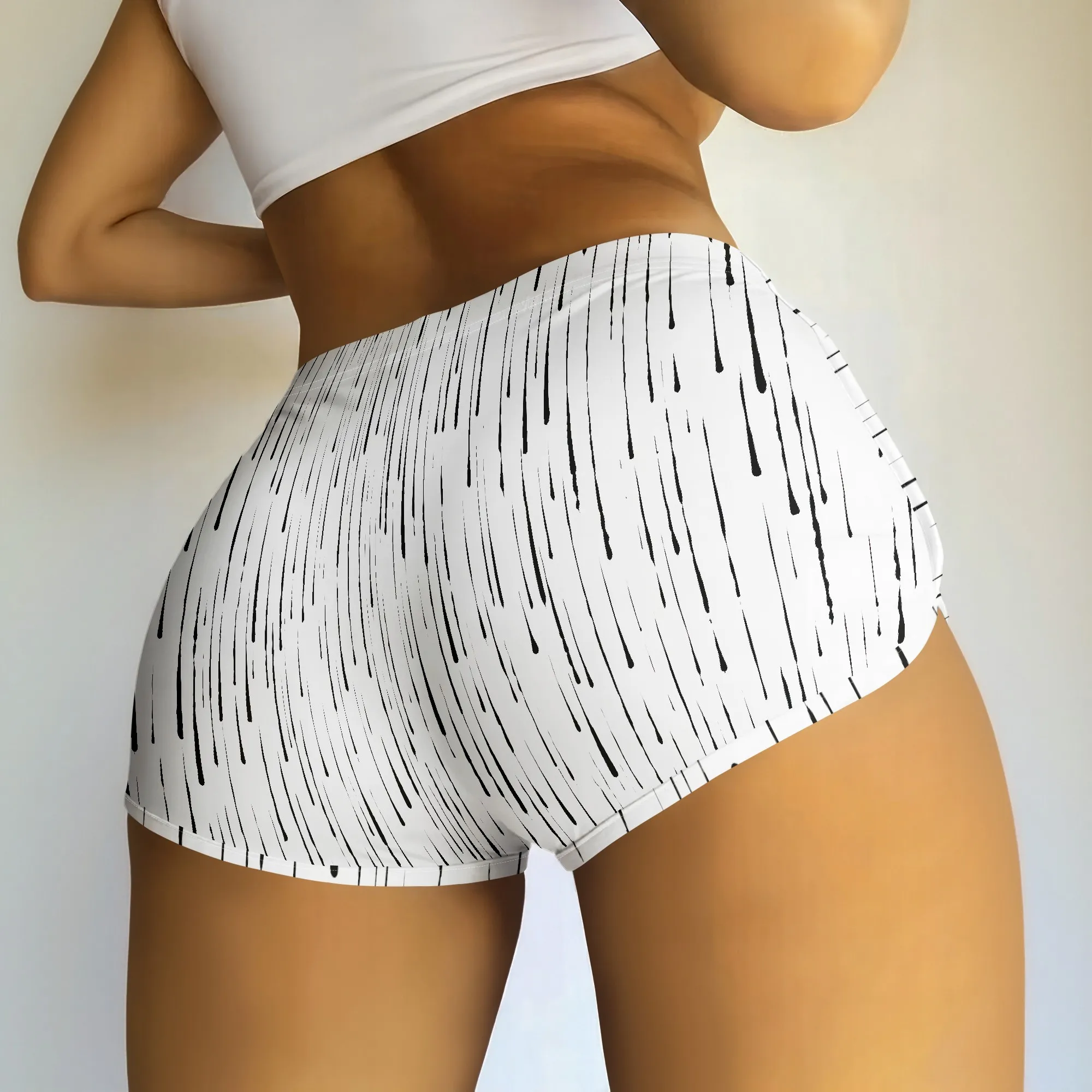 Rain Print Shorts, White Drip Pattern Bottoms, Summer Beachwear, Casual Sporty Look, S-2XL