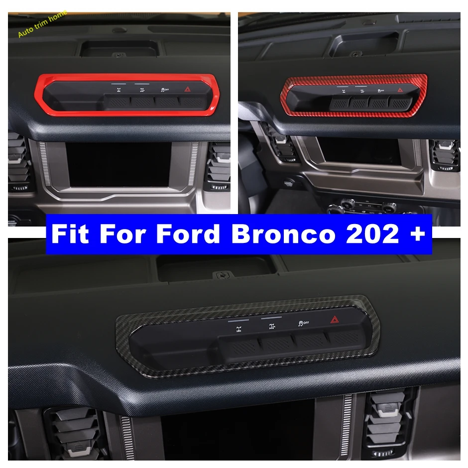 

ABS Red Carbon Fiber Dashboard Differential Control Decoration Panel Cover Trim Fit For Ford Bronco 2021 - 2024 Car Accessories