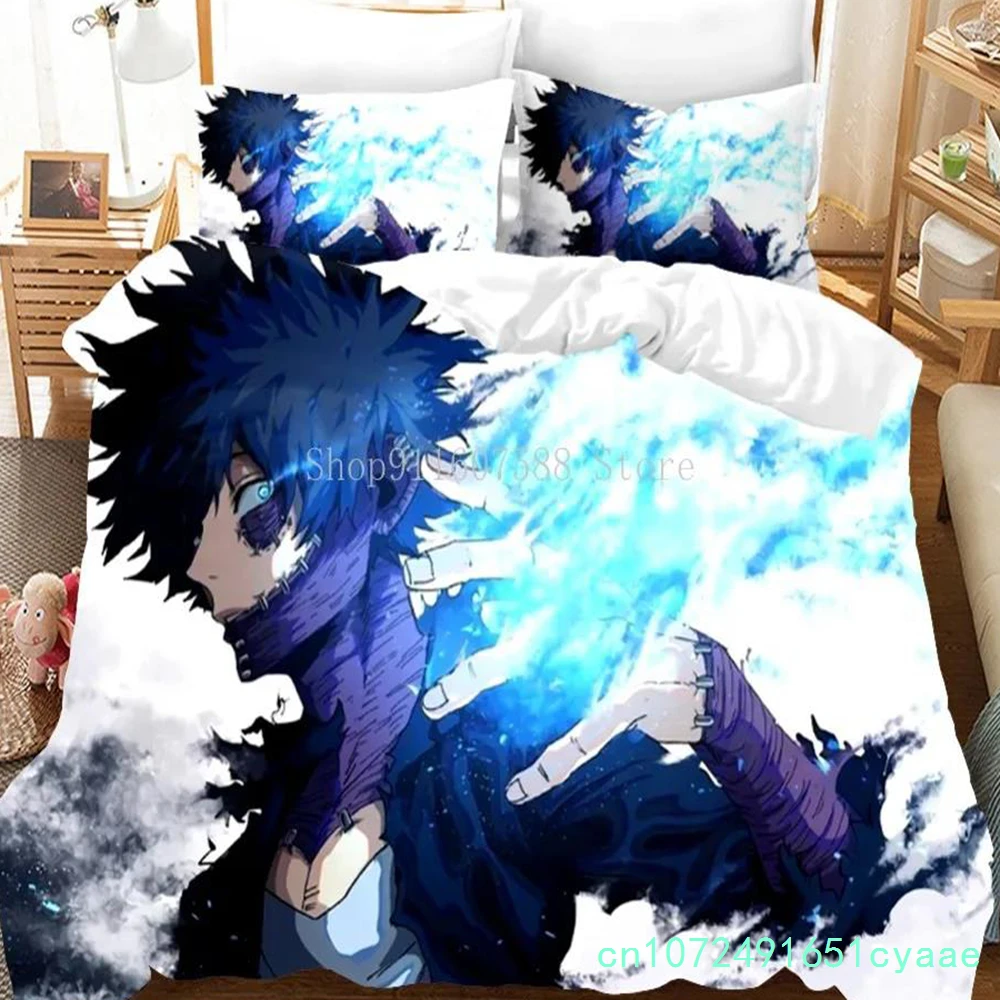Linen Duvet Cover - ชุดเครื่องนอนลายการ์ตูนอนิเมะญี่ปุ่น My Hero Academia พร้อมปลอกผ้านวม ปลอกหมอน