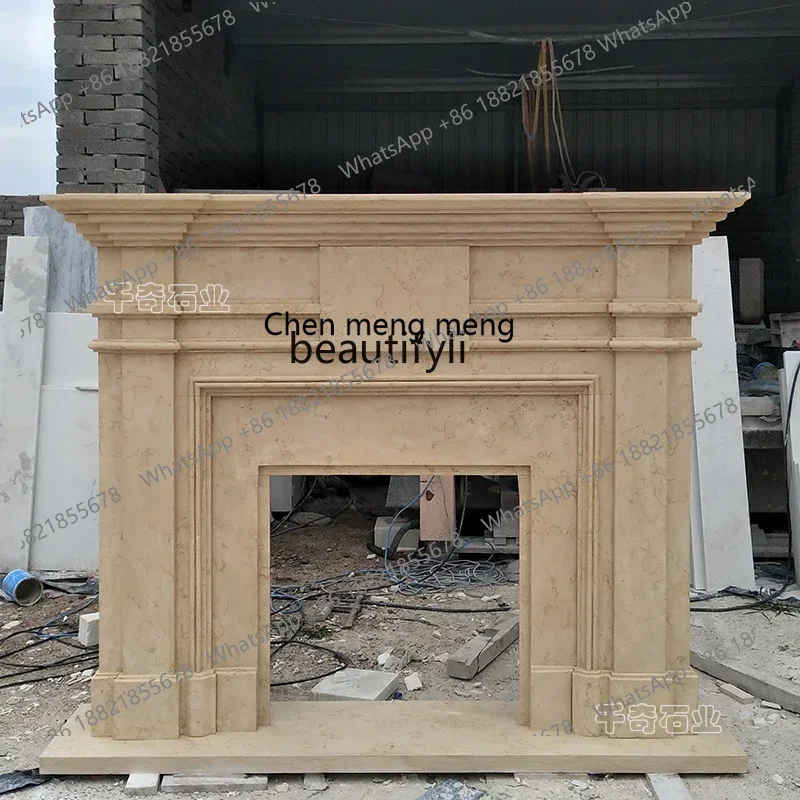 D178 Stone carving European fireplace Marble mantel American minimalist, decorative cabinet Stone fireplace