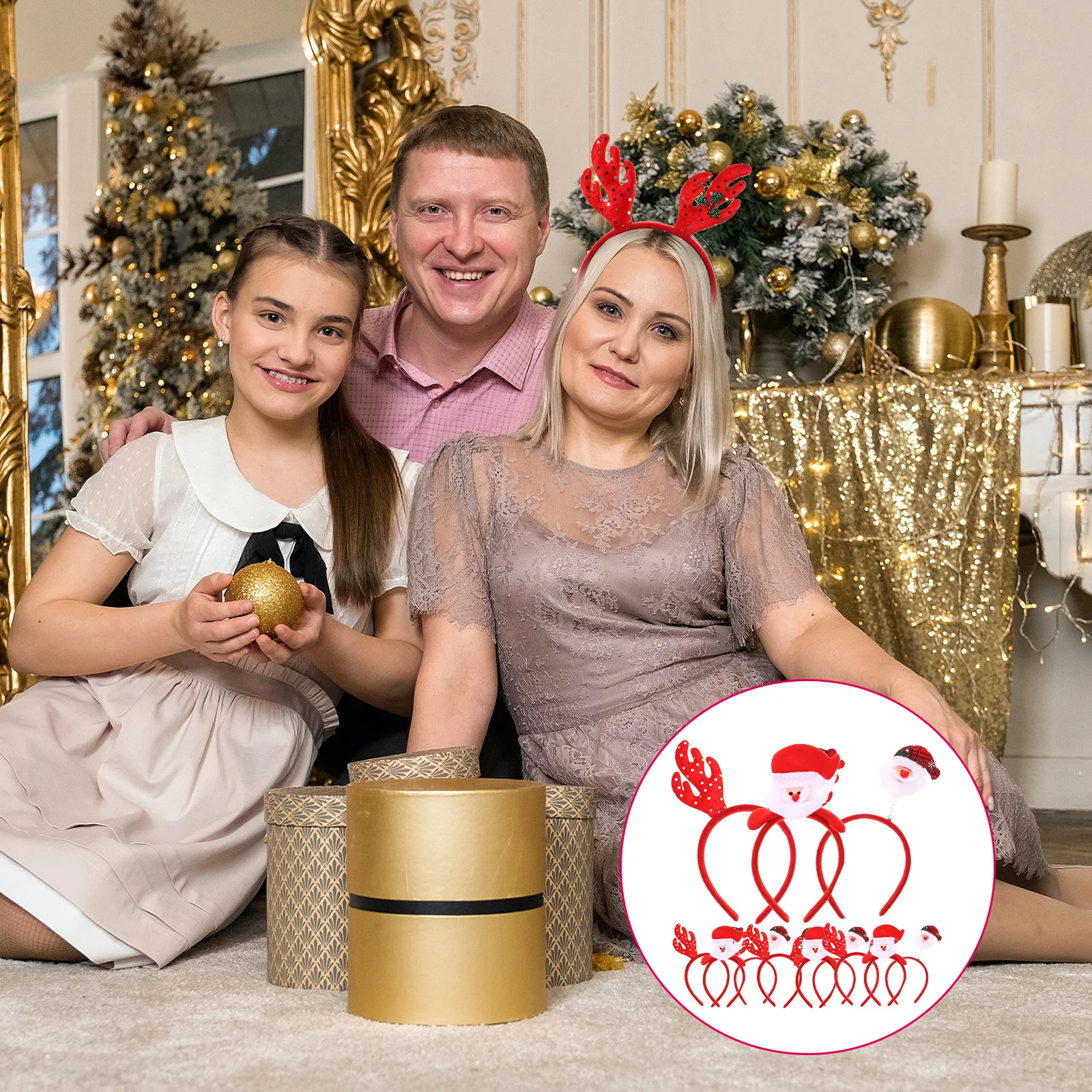 

12Pcs Xmas Headbands Christmas Hair Hoops Party Headband Xmas Headdress Children Head Decor Performance Prop Holiday Party