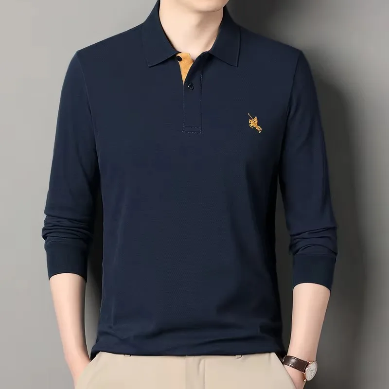 High end brand long sleeved polo shirt men's autumn new fashion embroidery lapel T-shirt casual business Paul men's clothing