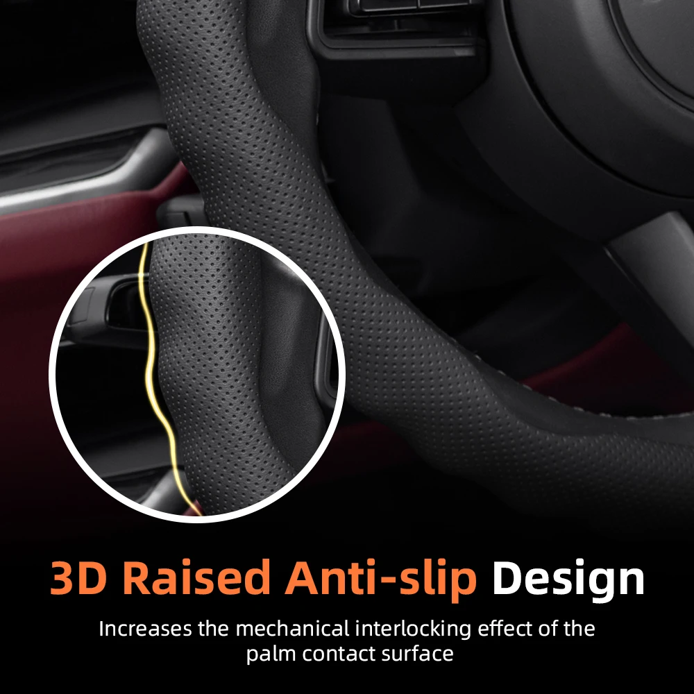 غطاء عجلة القيادة لبيجو، تصميم رياضي على شكل موجة، جلد مسامي، مجزأ، غير قابل للانزلاق، حافظة واقية ماصة للعرق نوفيل 208 308 408 2008 3008 4008 5008 508 Sw Rifter Traveller