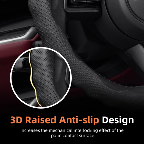 Imagen 2 del producto Adecuado para funda de volante Subaru con diseño deportivo ondulado, cuero transpirable, segmentado, antideslizante, absorbente del sudor, Forester Outback Impreza Wrx Xv Crosstrek Legacy Tribeca Brz Baja