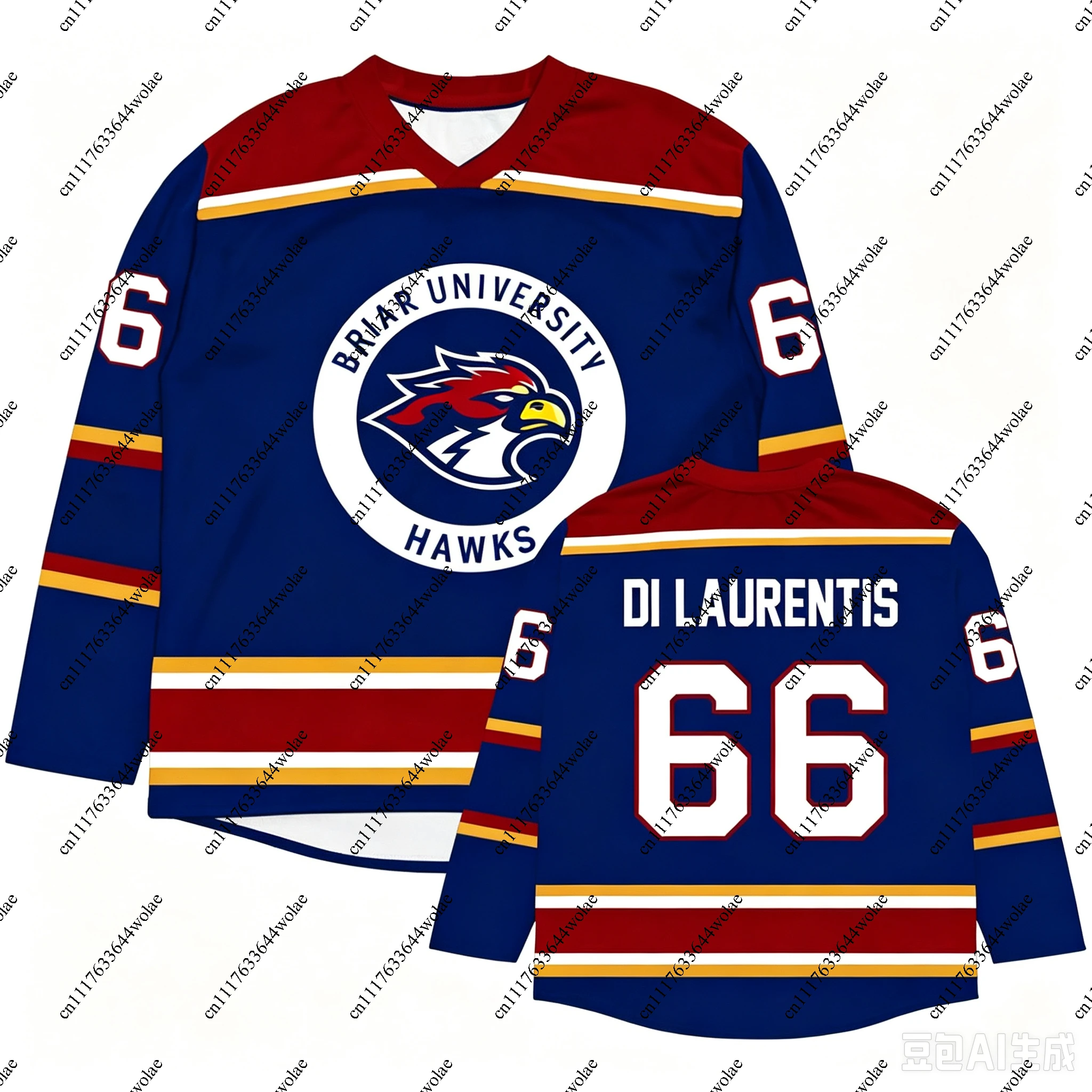 Off Campus Briar University Jersey Graham 44 22 DI LAURENTIS 66 Tucker46 T-shirt V-neck  Sleeve Parent-child Hockey Jersey